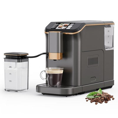 Brushed Steel Automatic Coffee Maker with Milk Frother