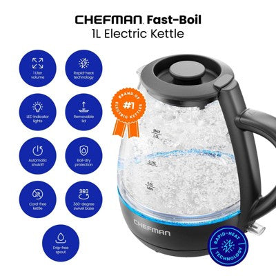 Glass Electric Kettle 1 L with Auto Shutoff