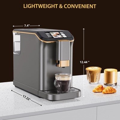Brushed Steel Automatic Coffee Maker with Milk Frother