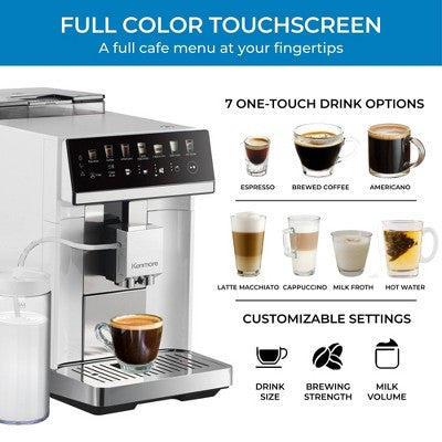 Automatic Bean-to-Cup Espresso Machine with Cream System, White