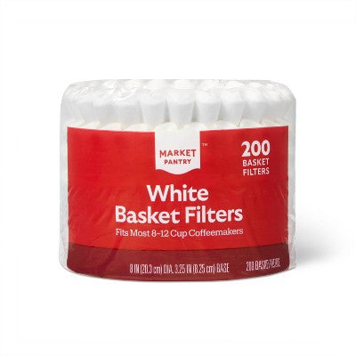 Disposable White Basket Filters, 200 Count Pack